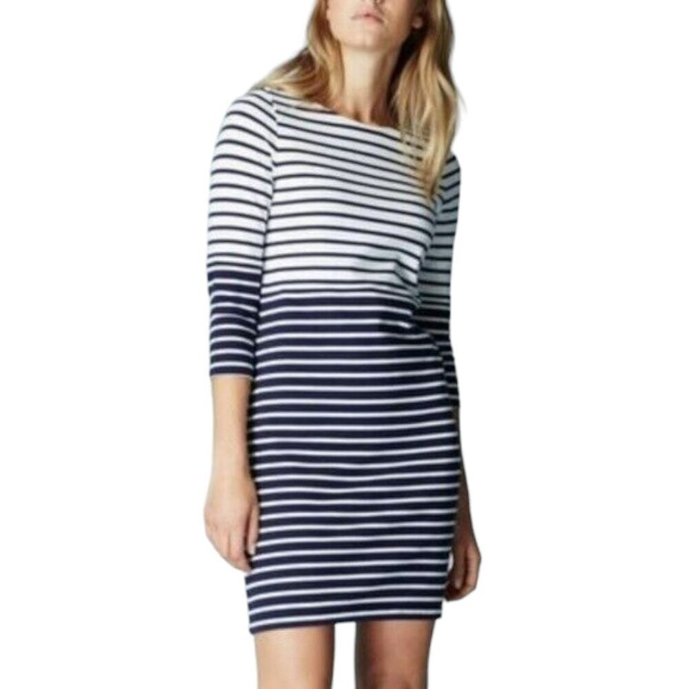 Boden Bretton Stripe Colourblock Cotton Shift Dress (WH972) - Navy/White - 12